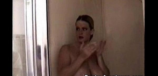  Busty Heather taking a shower